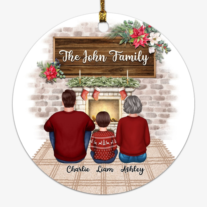 Families Sitting Christmas Gift Personalized Circle Ornament