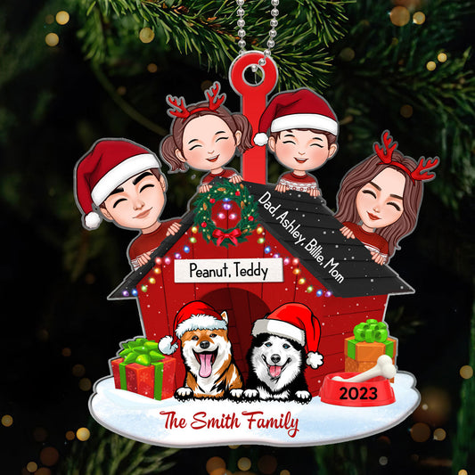 Family And Dogs Christmas Personalized Acrylic Ornament