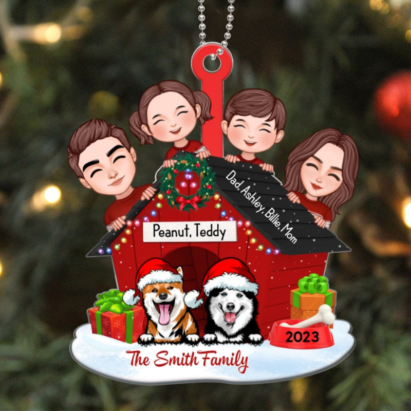 Family And Dogs Christmas Personalized Acrylic Ornament