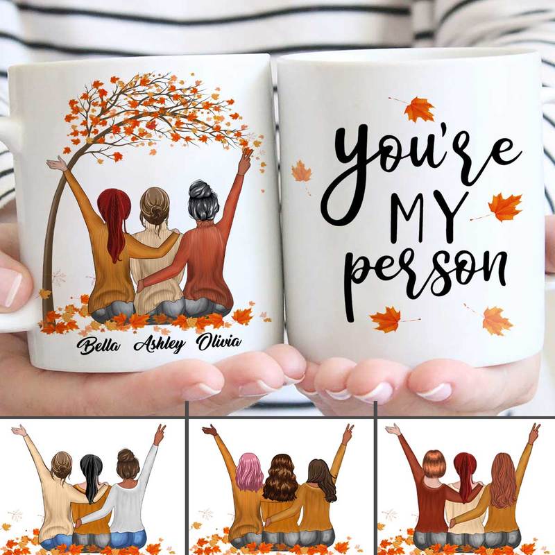 Fall Season Three Besties Personalized AOP Mug