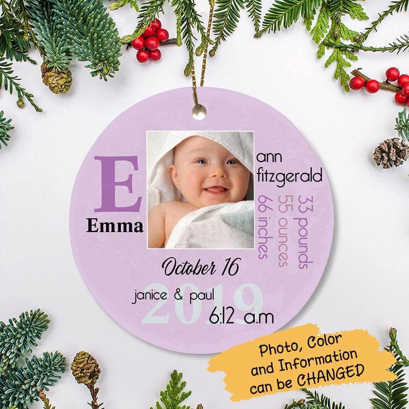 Family - All About A Baby Photo Personalized Circle Ornament